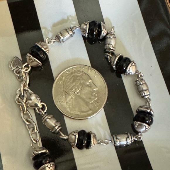 🩶 BRIGHTON BRACELET RETIRED BLACK & SILVER WITH STATIONS - Picture 7 of 15